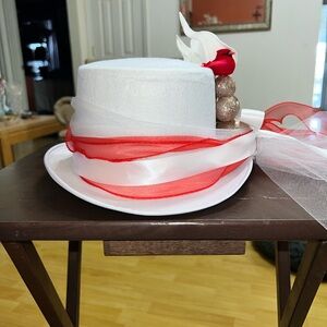 Festive White and Red Decorative Hat